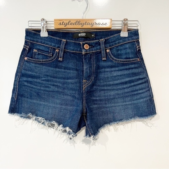 Hudson Jeans Gemma Mid Rise Cut Off Jean Shorts - Picture 4 of 13